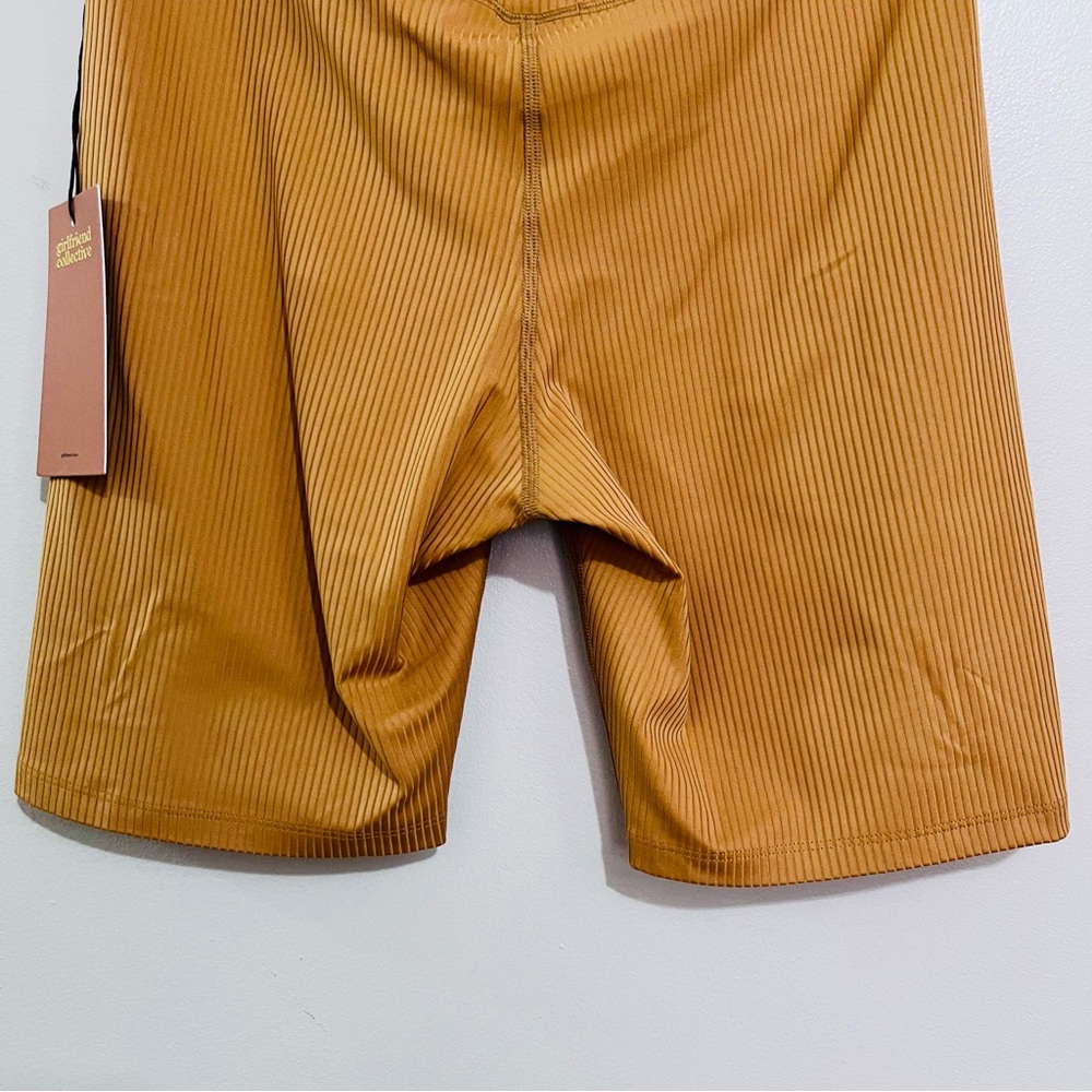 NWT Girlfriend Collective Rib Paloma Bra & Rib Bike Shorts Set in Toffee Brown - Picture 11 of 16